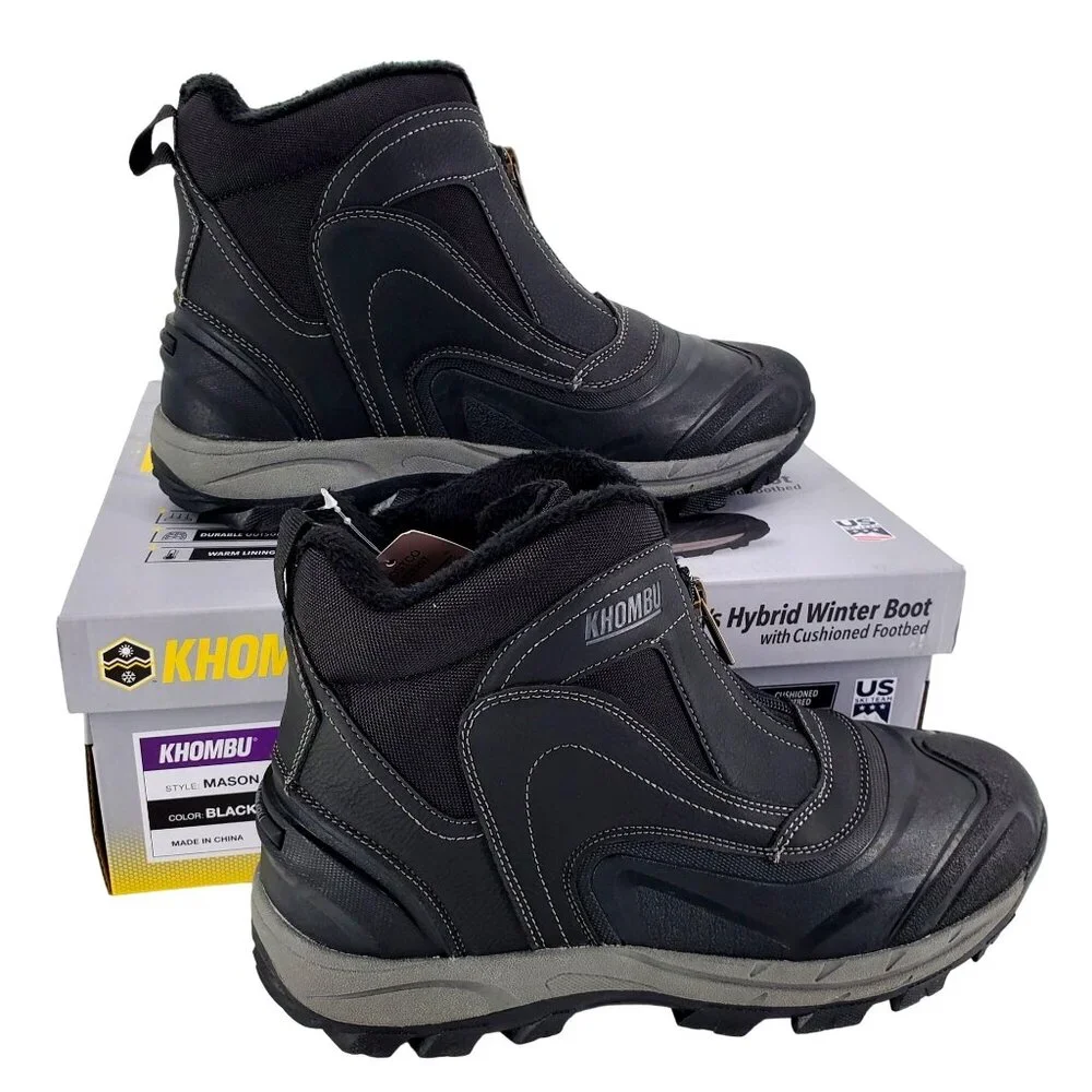 Khombu 10 Boots Men Mason Outdoor Waterproof Rugged Slip-on Winter Snow Shoes